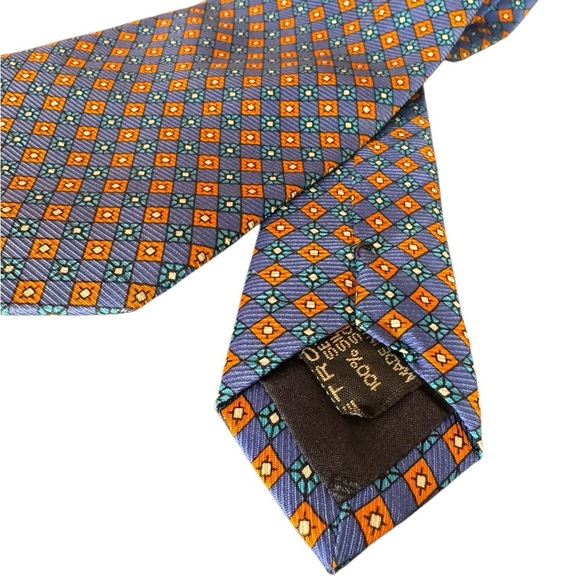 Etro Blue Orange Silk Foulard Tie - Picture 2 of 4